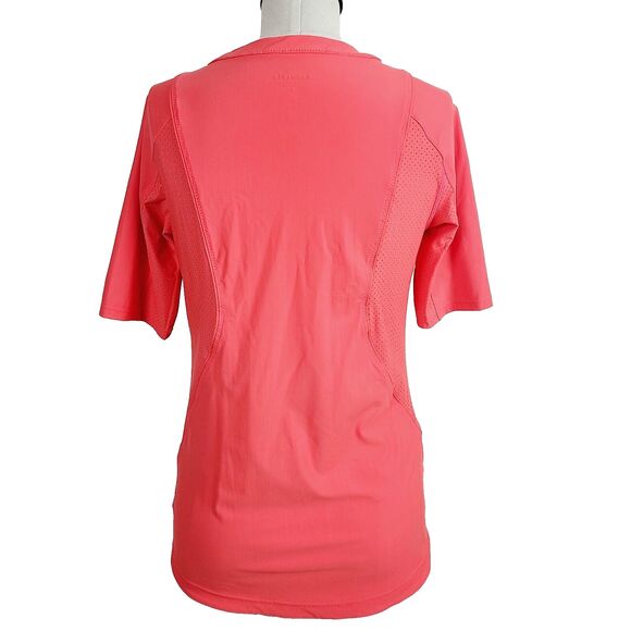 Athleta Womens Top Top Size S Coral Orange Perforated Zip Front Short Sleeve - Picture 2 of 9